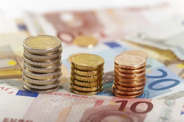 Euro Coins and bills — Stock Photo, Image