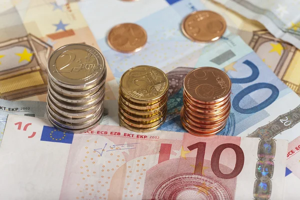 Euro Coins and bills — Stock Photo, Image