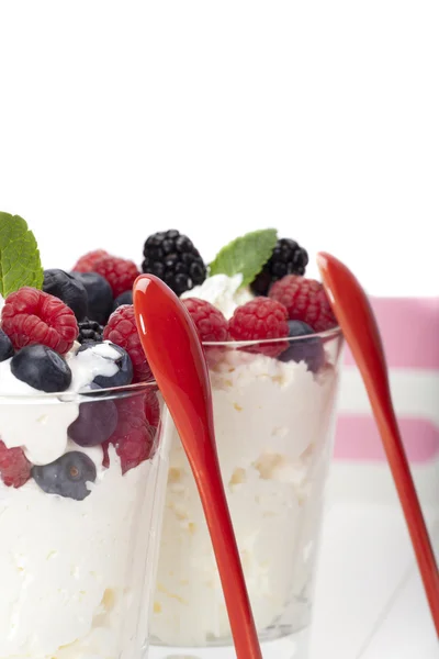 Yogurt mousse made with Colorful berries — Stock Photo, Image