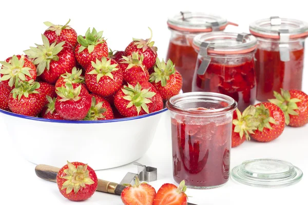 Marmellata di fragole fresca fatta in casa — Foto Stock