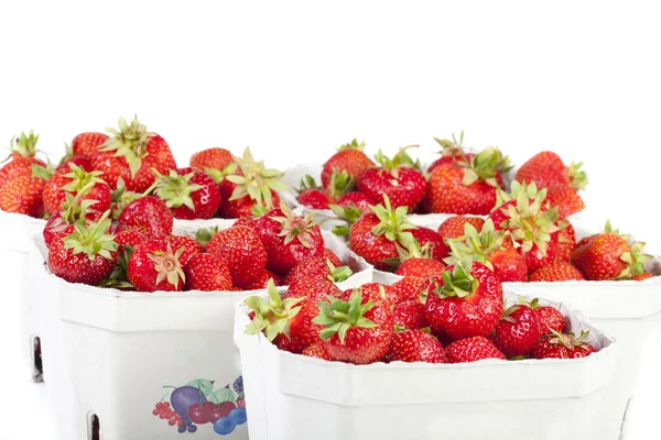 Strawberries in cardboard boxes — Stock Photo, Image