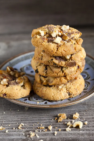 Walnut Chili Cookies Stacked on a Plate — Stock Photo, Image