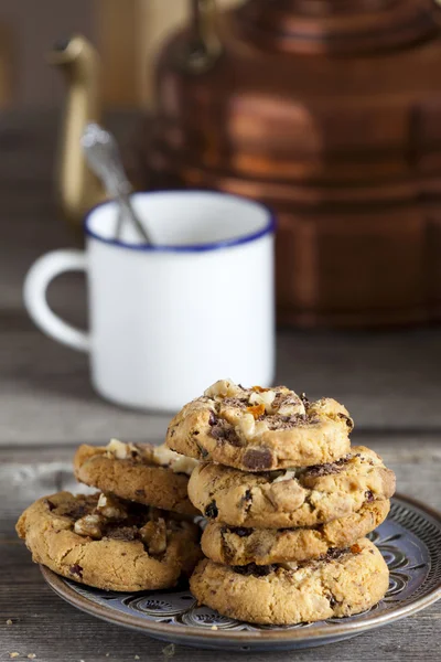 Walnut Chili Cookies and Coffee Mug — Stock Photo, Image