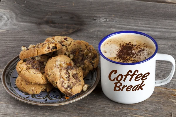 Kávová přestávka se soubory cookie — Stock fotografie