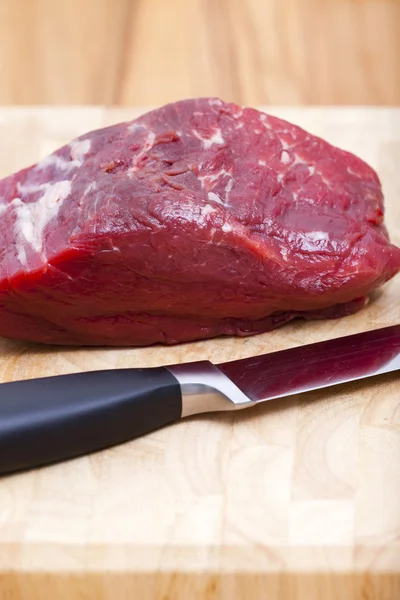 Detail view of a Piece raw Beef Tenderloin — Stock Photo, Image