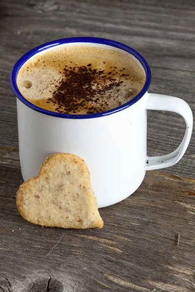 Coffee with Heart Cookie — Stock Photo, Image