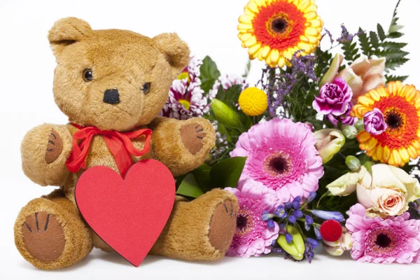 Best wishes with a teddy bear — Stock Photo, Image