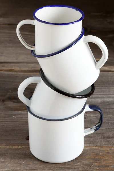 Four stacked Enamel Coffee Mug — Stock Photo, Image