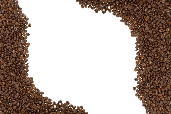 Roasted coffee beans on left and right side — Stock Photo, Image