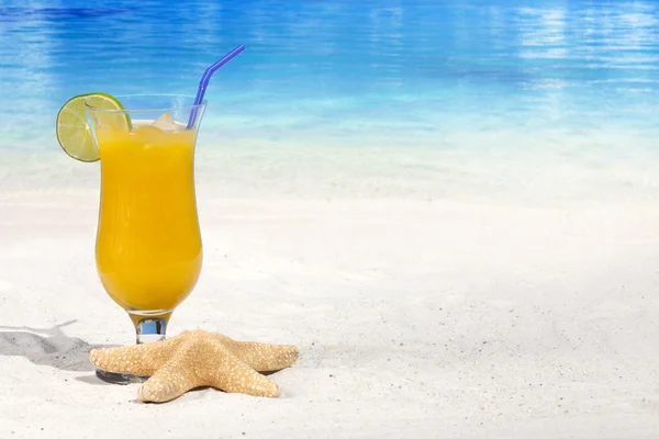 Cocktail tropicale e una stella marina — Foto Stock