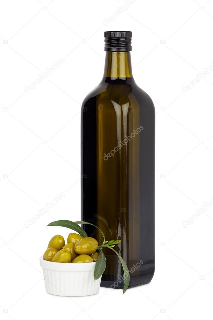 One Bottle of Olive Oil and Oilves