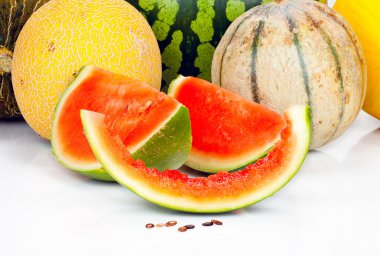 Various melons and pieces clipart