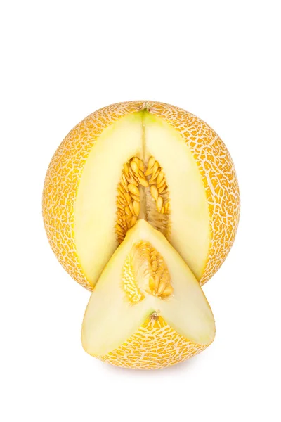 Galia-Melone mit ausgeschnittenem Stück — Stockfoto