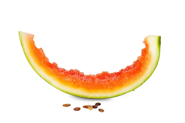 Watermelon pieces with seeds nibbled — Stock Photo, Image