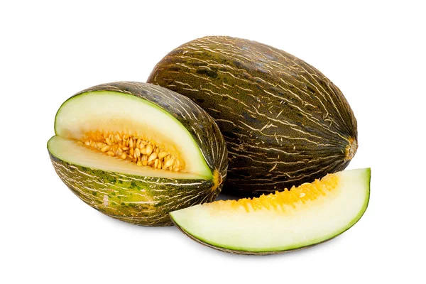 Piel de Sapo melon utuh dan diiris — Stok Foto