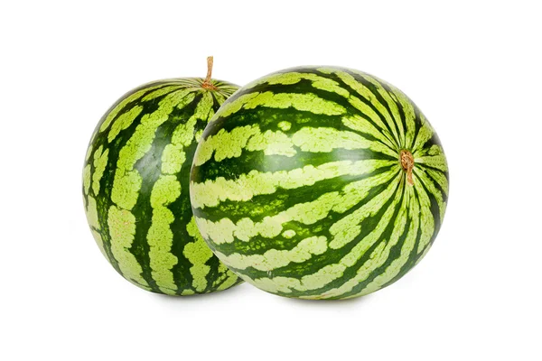 Dvě zelené čerstvé melouny — Stock fotografie
