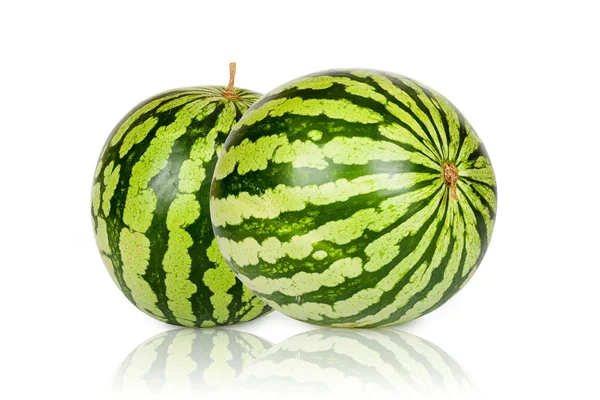 Two green fresh Watermelons — Stock Photo, Image