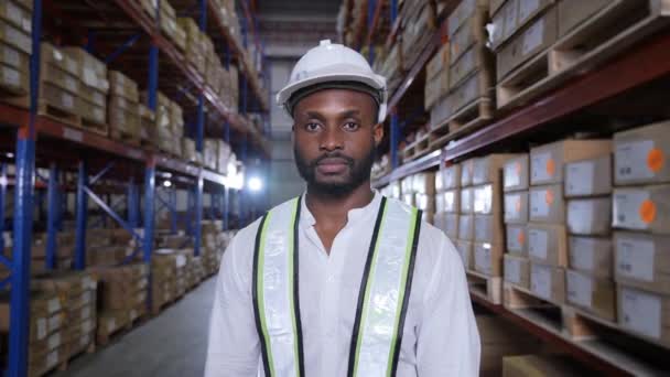 Bedrijfsconcept Van Resolution Een Afrikaan Vouwde Vol Vertrouwen Zijn Armen — Stockvideo
