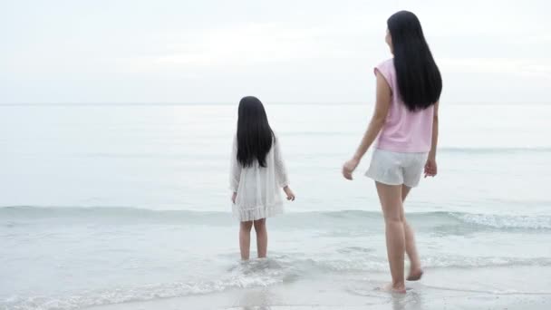 대한민국의 보물제 지정됐다 어머니와 해변의 경치를 바라봅니다 아시아 여행자들의 — 비디오