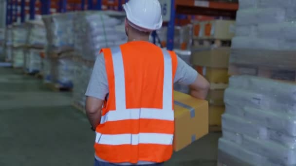 Business Concept Resolution Employees Moving Goods Warehouse — Stock Video