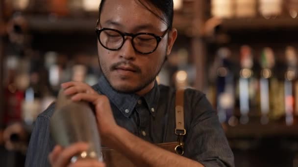 Night Club Concept Resolution Bartender Making Drinks Customers Restaurant Group — 图库视频影像