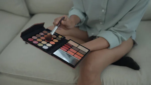 Beauty Concept Resolution Closeup Makeup Multicolored Eyeshadow Palette Brush Beauty — ストック写真