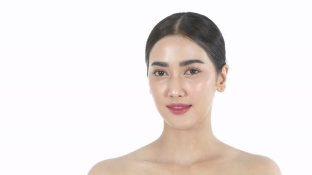 Beauty Konzept Eine Schöne Frau Beißt Sich Den Lippen Auf — Stockvideo