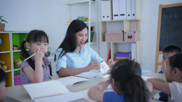 Terjemahan Bahasa Tionghoa Serangga Konsep Pendidikan Resolution Guru Mengajar Anak — Stok Video