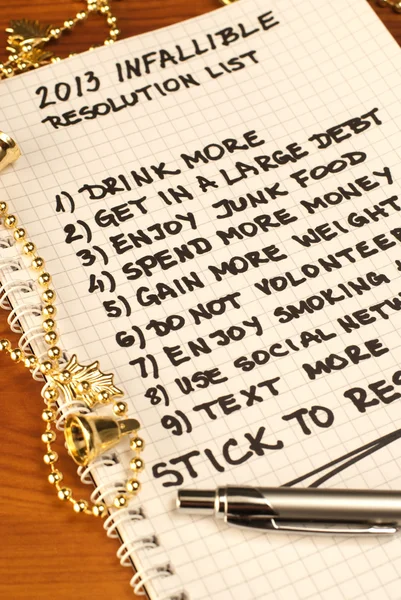 Infalliable new year's resolution list Stock Image