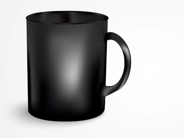 Taza negra con mango — Vector de stock