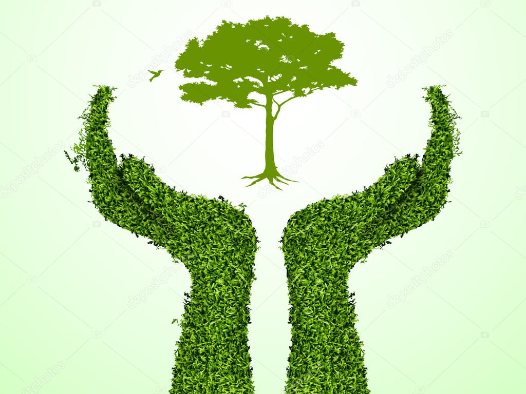 Hand holding a tree that show the growth your business. Vector illustration.