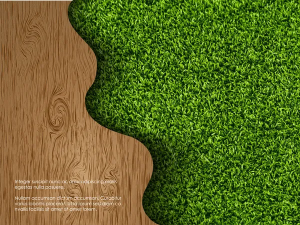 Concepto ecológico de hierba con madera — Vector de stock