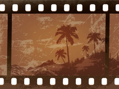 eski palmiye ağaçları film, film yıpranmış çerçeve