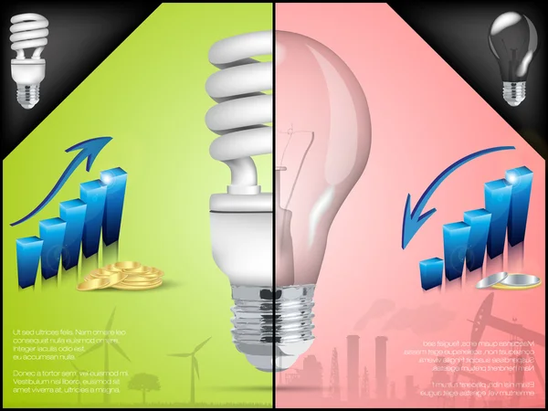 Ampoule à économie d'énergie en infographie — Image vectorielle