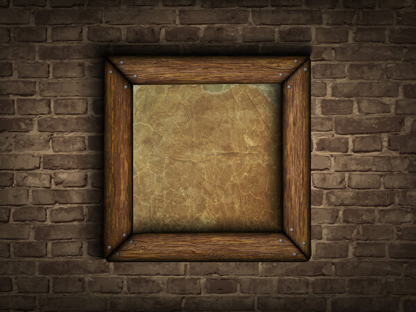 Old frame on a brick wall