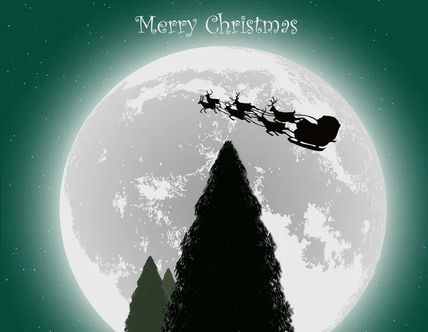 Silhouet van een kerstboom op de achtergrond van de maan — Stockvector