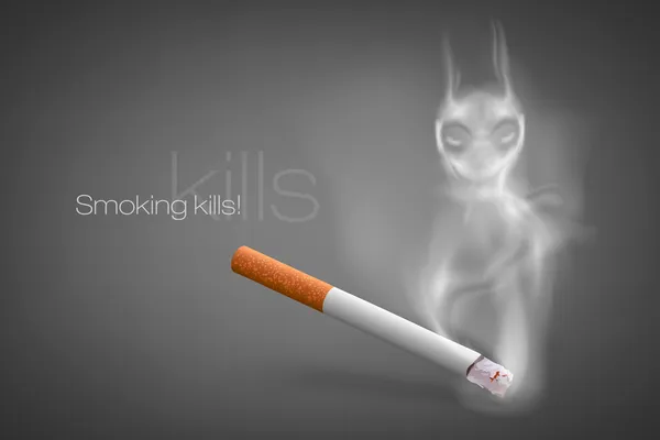 Cigarette fumante avec une fumée de Satan — Image vectorielle