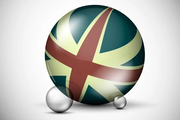 3D Britská vlajka na míč pole — Stockový vektor