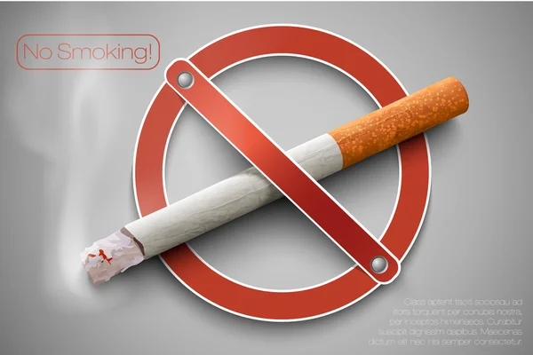 3D no smoking sign with a realistic cigarette — Stock Vector