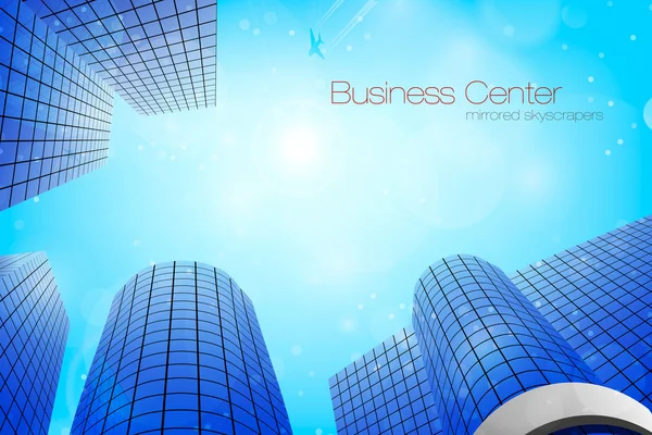 Business center. mirrored skyscrapers — Stock Vector
