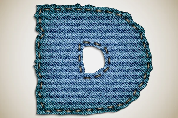 Denim lettre D alphabet texture jeans. vecteur — Image vectorielle