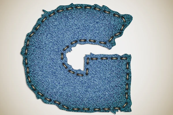 Denim lettre G alphabet texture jeans. vecteur — Image vectorielle