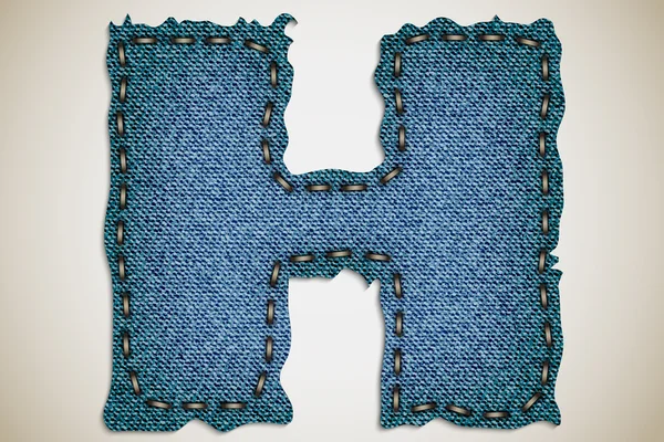 Denim letra H alfabeto textura jeans. vector — Archivo Imágenes Vectoriales