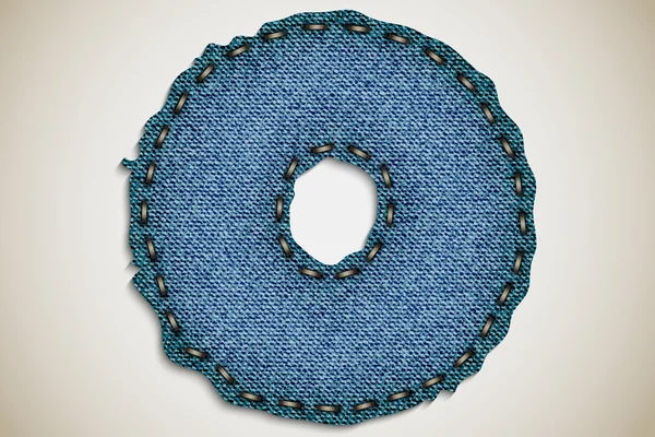 Denim letra O alfabeto textura jeans. vector — Archivo Imágenes Vectoriales