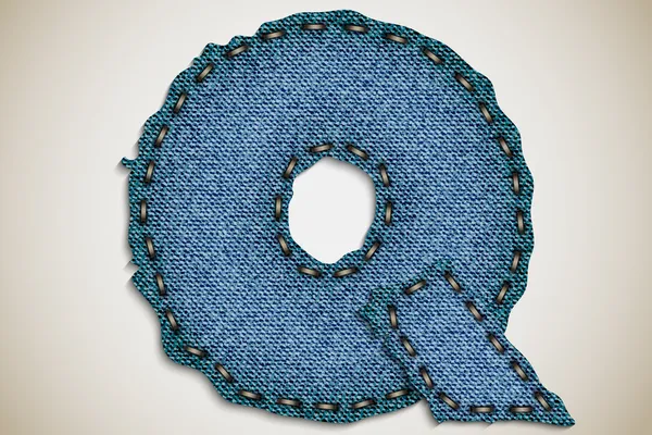 Denim letter Q alphabet texture jeans. vector — Stock Vector