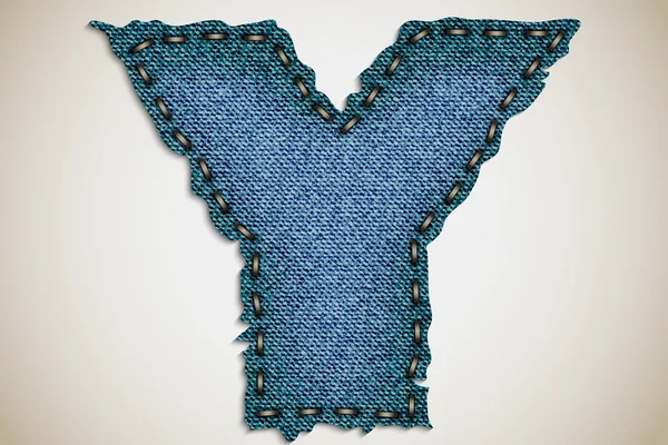 Denim lettre Y alphabet texture jeans. vecteur — Image vectorielle