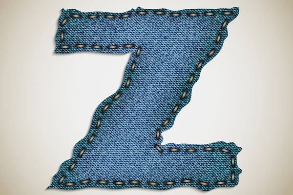 Denim lettre Z alphabet texture jeans. vecteur — Image vectorielle