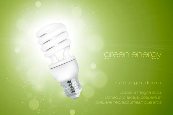 Ampoule à économie d'énergie avec une lumière vive — Image vectorielle