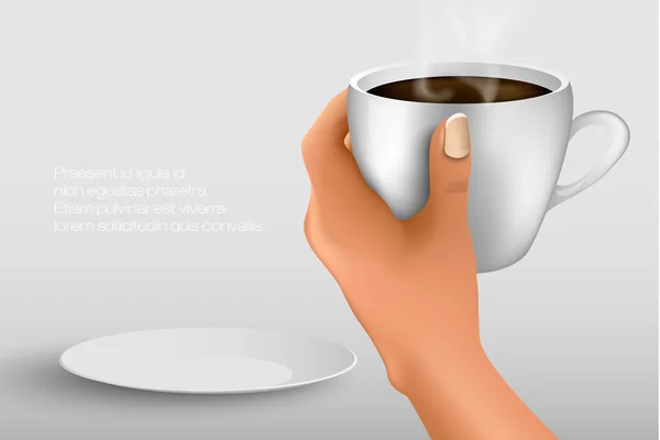 Hand hält eine Tasse Kaffee — Stockvektor