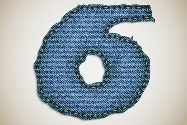 Jeans figure 6, figure et lettre de la texture du jean — Image vectorielle